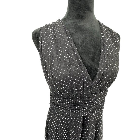 Evan Picone Polka Dot Halter‎ Mesh Dress Women 14 Tank Empire Waist Y2K Babydoll - Picture 1 of 7